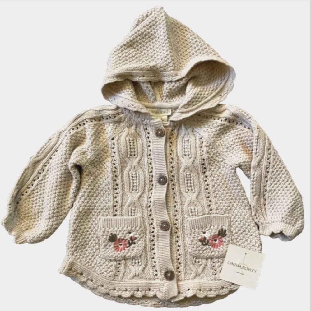 NWT Knit Sweater Hoodie Cardigan 12 mos Floral Cynthia Rowley